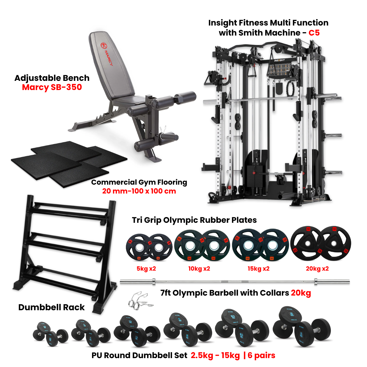 Insight Fitness C5 Multi Function Smith Machine Home Gym Bundle Offer  - PRO6