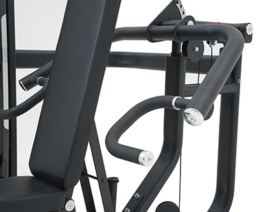 Close-up of a Insight Fitness Chest & Shoulder Press - SA029 with visible components on a white background