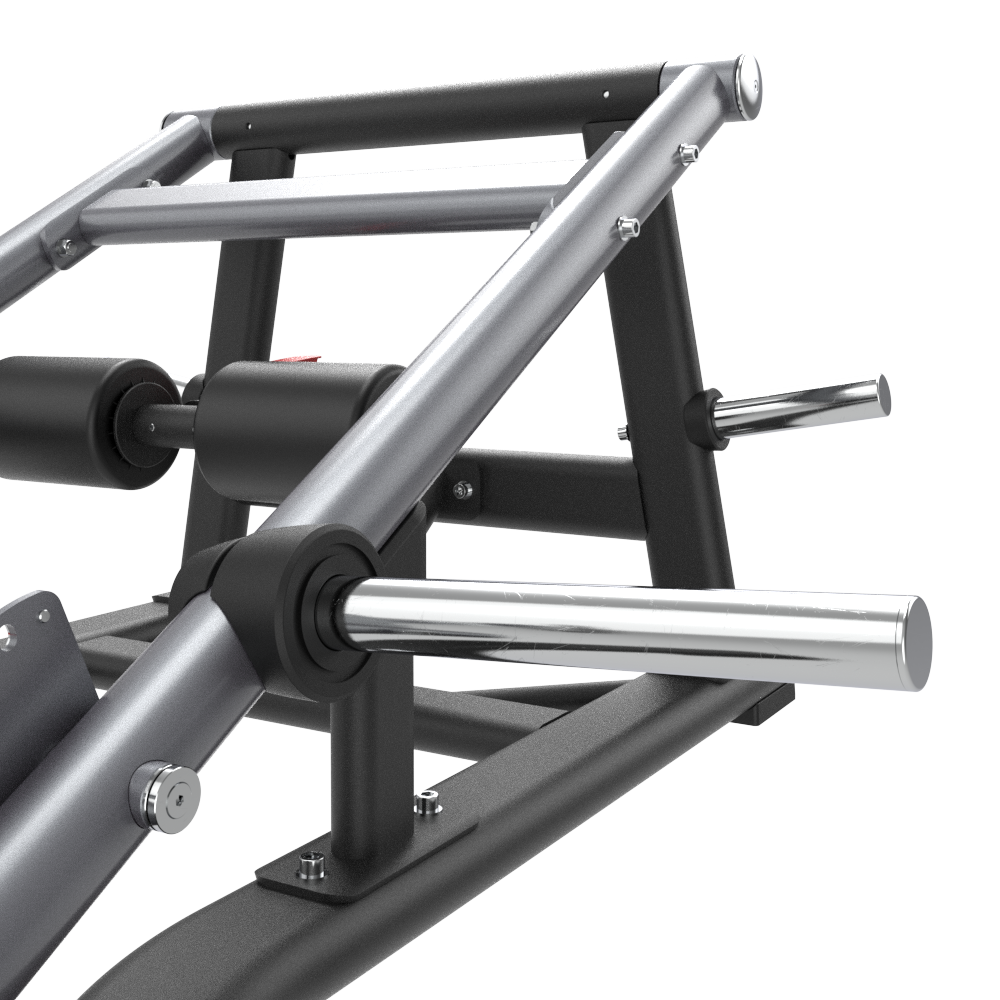 Close-up of a Insight Fitness Deadlift/Lunge - SH028 with metal bars and black frame on a white background