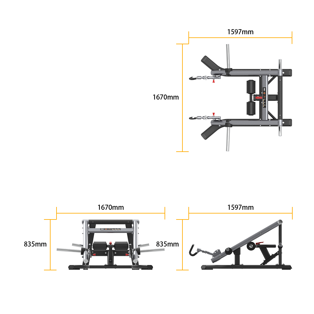 Insight Fitness Deadlift/Lunge - SH028 set with dimensions on a white background
