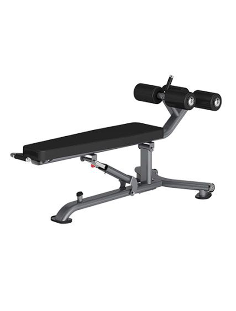 Insight Fitness Decline Adjustable Bench with black leather upholstery, metal frame, and adjustable padding.