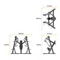 Thumbnail for Measurement chart of a drone with Insight Fitness Decline Chest Press - SH012 dimensions labeled on a white background