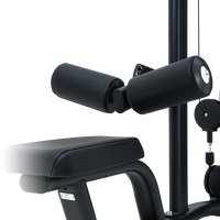 Thumbnail for Insight Fitness Dual Pulley Lat Pulldown - BE8011 with arm curl attachment on a white background