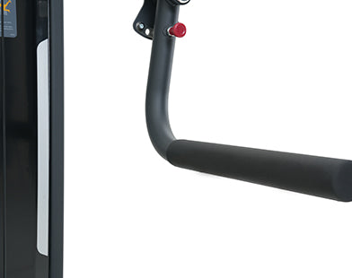 Close-up of a Insight Fitness Glute - SA032 black metal frame with a white background