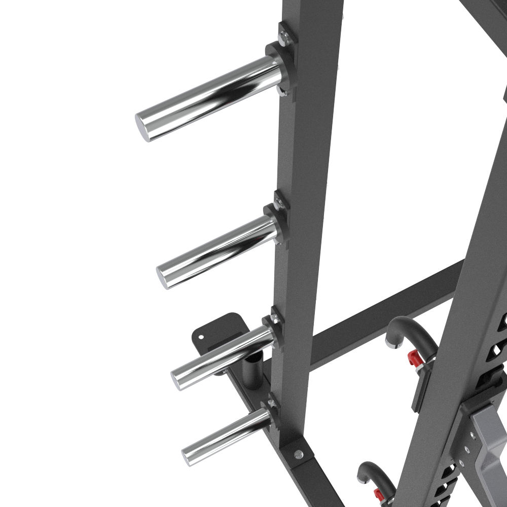 Insight Fitness Half Rack - SH010  squat rack with chrome bar attachments on a white background