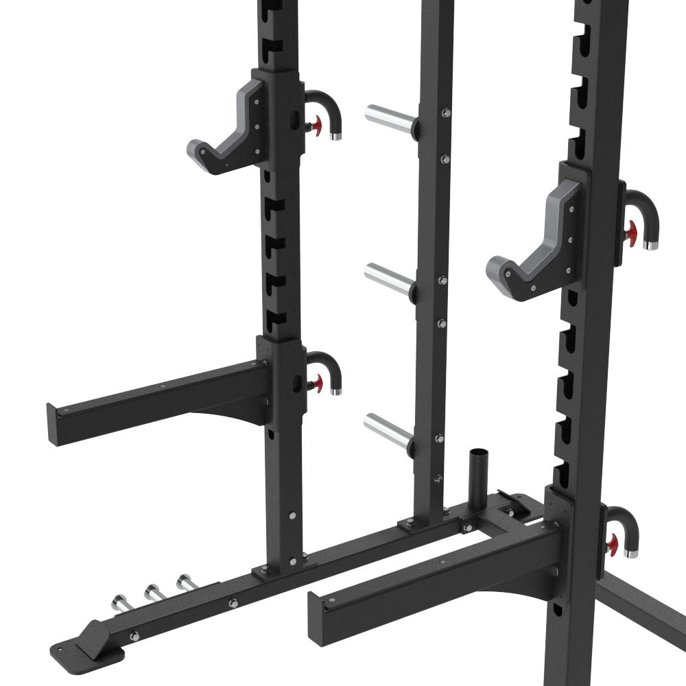 Insight Fitness Half Rack - SH010 Black metal squat rack on a white background