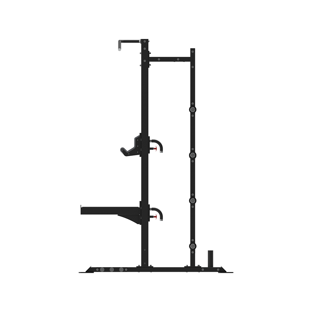 Insight Fitness Half Rack - SH010 Black metal squat rack on a white background