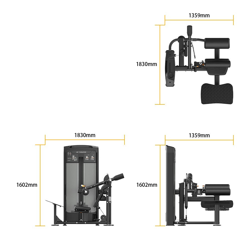 Insight Fitness Hip Thruster - BE8022 with dimensions labeled on a white background