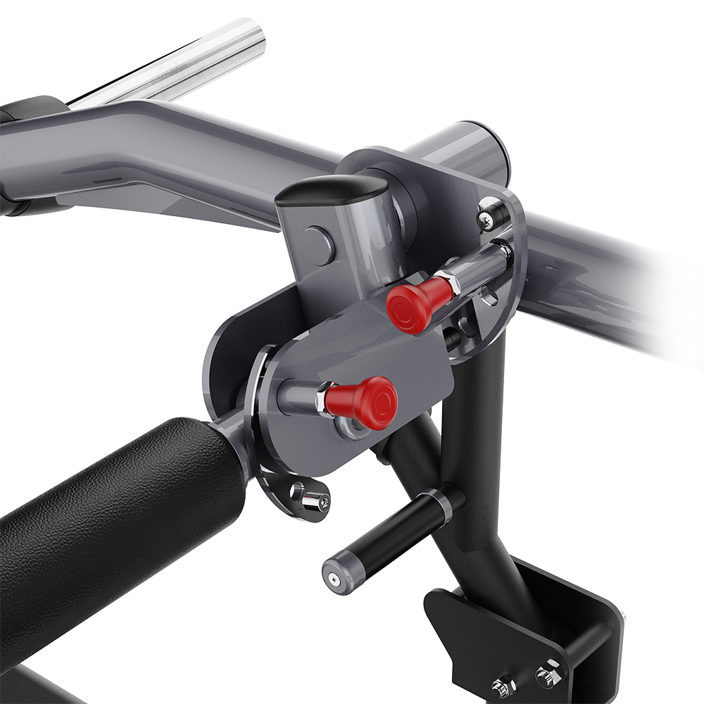 Close-up of a Insight Fitness Hip Thruster - SH031  with red adjustment knobs on a white background
