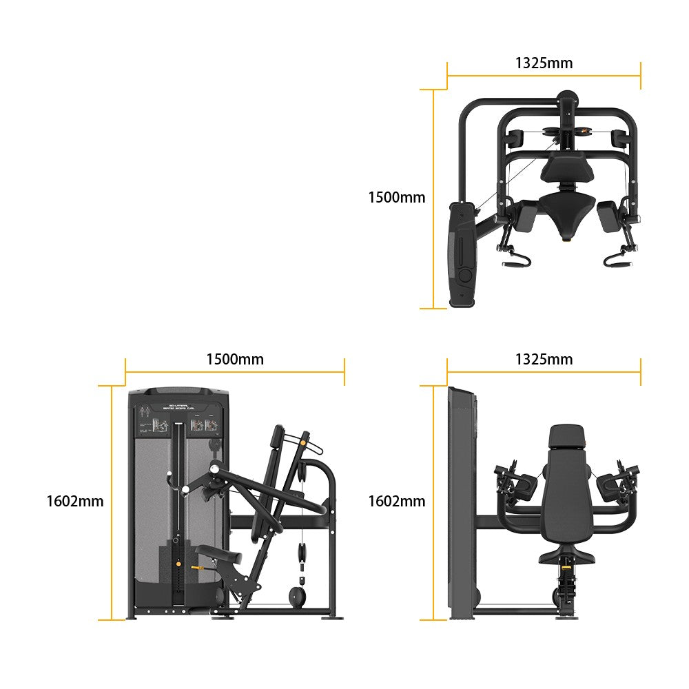 Insight Fitness Iso-Lateral Seated Biceps Curl - BE031 dimensions labeled on a white background