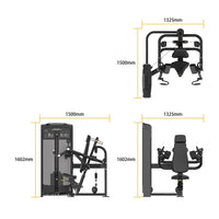 Thumbnail for Insight Fitness Iso-Lateral Seated Biceps Curl - BE031 dimensions labeled on a white background