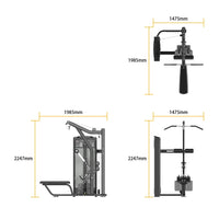 Thumbnail for Dimensions of a Insight Fitness Lat Pulldown/Seated Row - BE8026 equipment on a white background