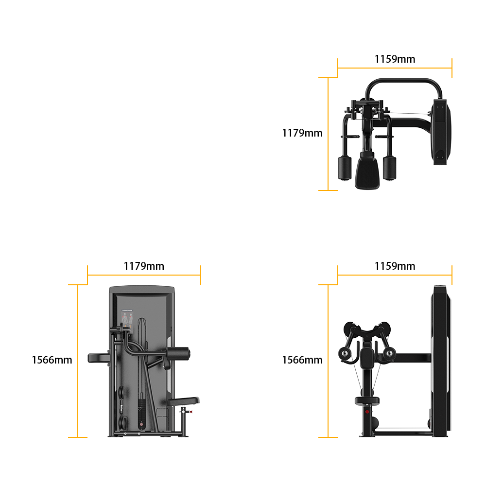 Insight Fitness Lateral Raise - SA034 dimensions labeled on a white background