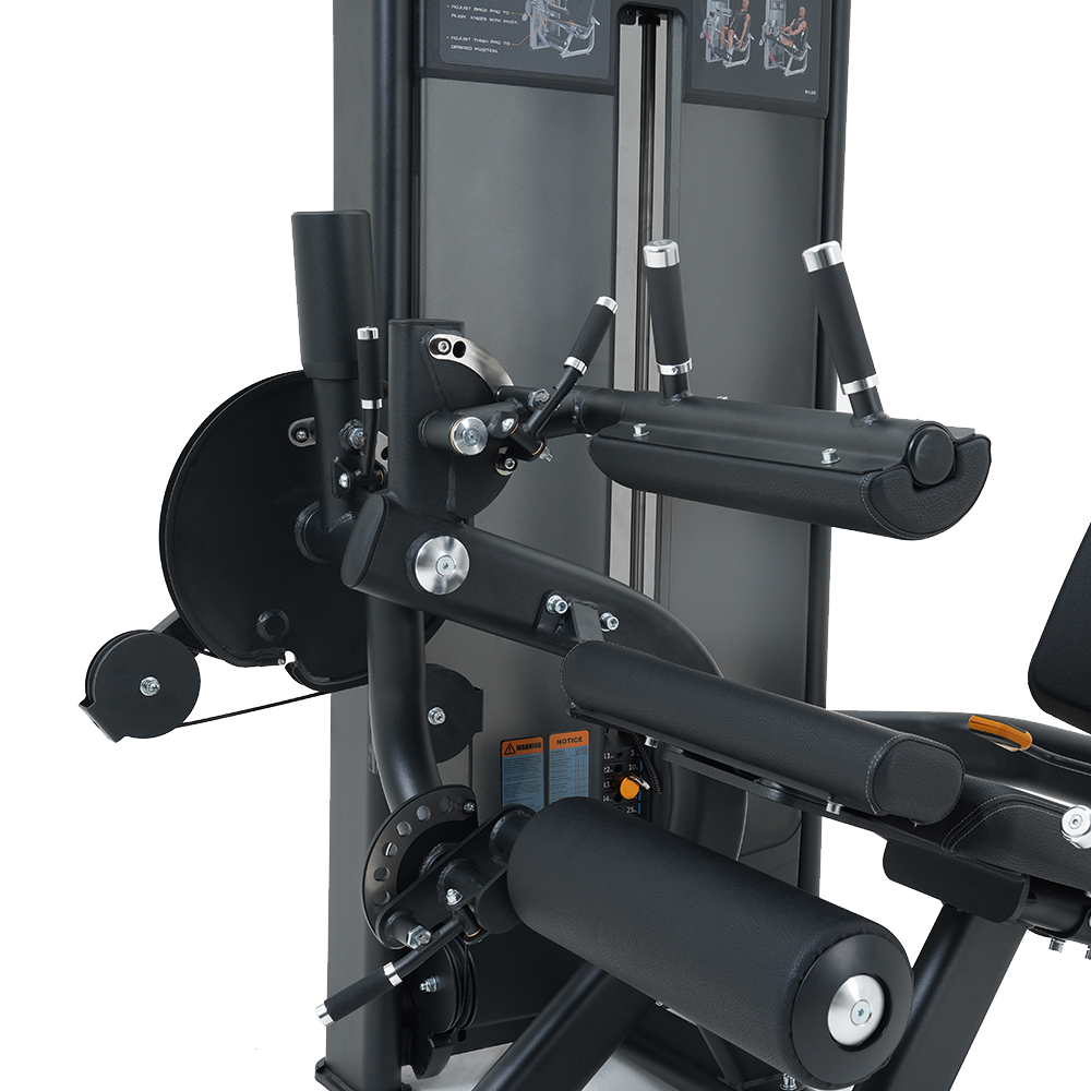 Close-up of Insight Fitness Leg Curl/Extension - BE8025  with visible components on a white background