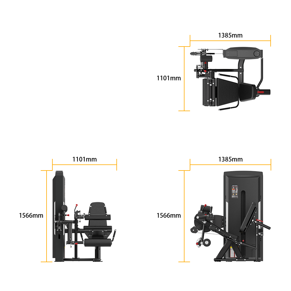 Insight Fitness Leg Curl / Extension - SA037 with dimensions labeled on a white background