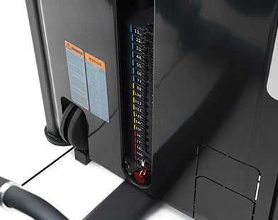 Close-up of a Insight Fitness Leg Curl & Leg Extension - SA031 with labeled ports on a white background