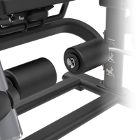 Thumbnail for Close-up of a Insight Fitness Leg Extension - SH017 with black rollers and metal frame on a white background