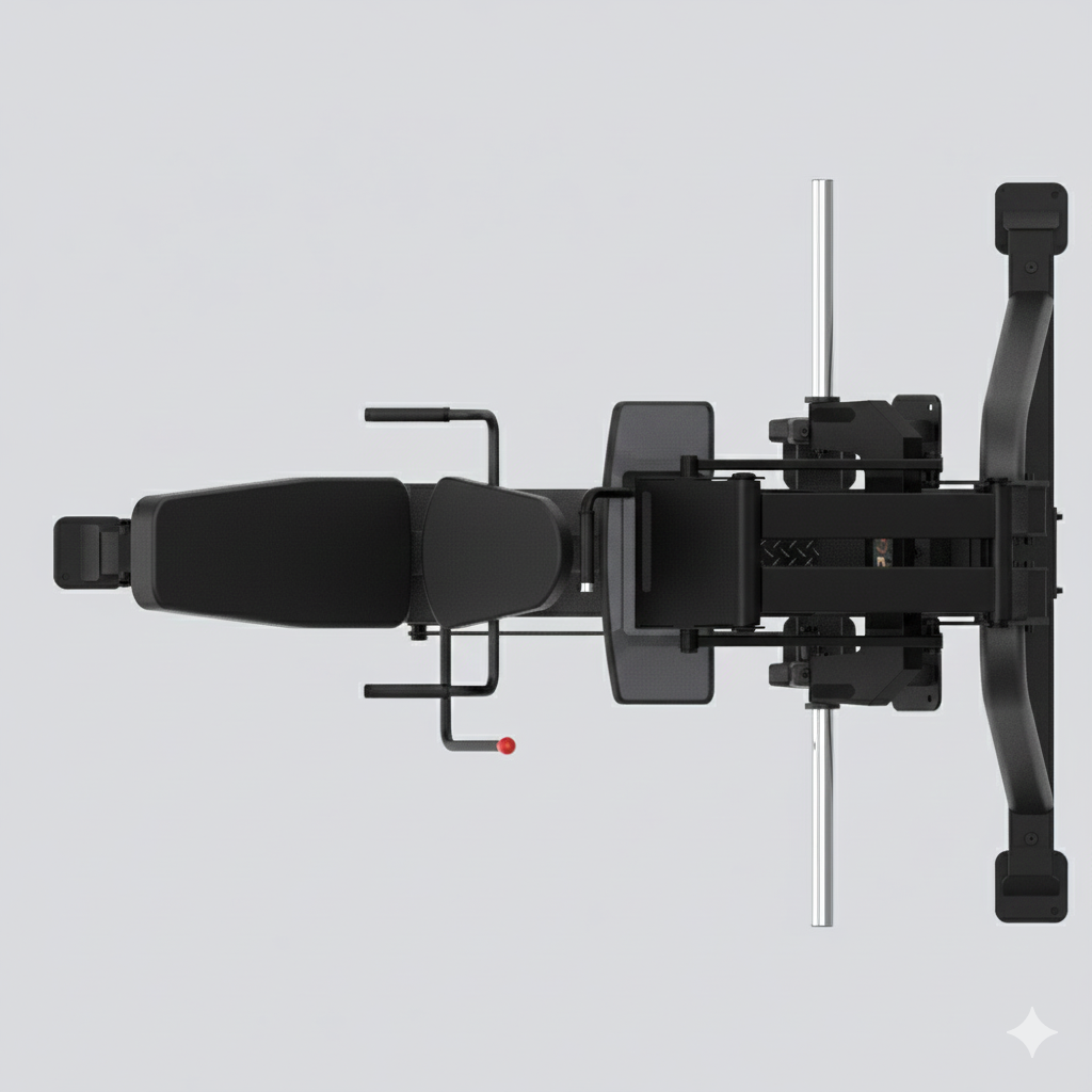 Insight Fitness Leg Press - SH008 Mechanical device with various components on a white background