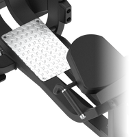 Thumbnail for Close-up of a Insight Fitness Leg Press - SH008 black metal bracket with a diamond plate pad on a white background