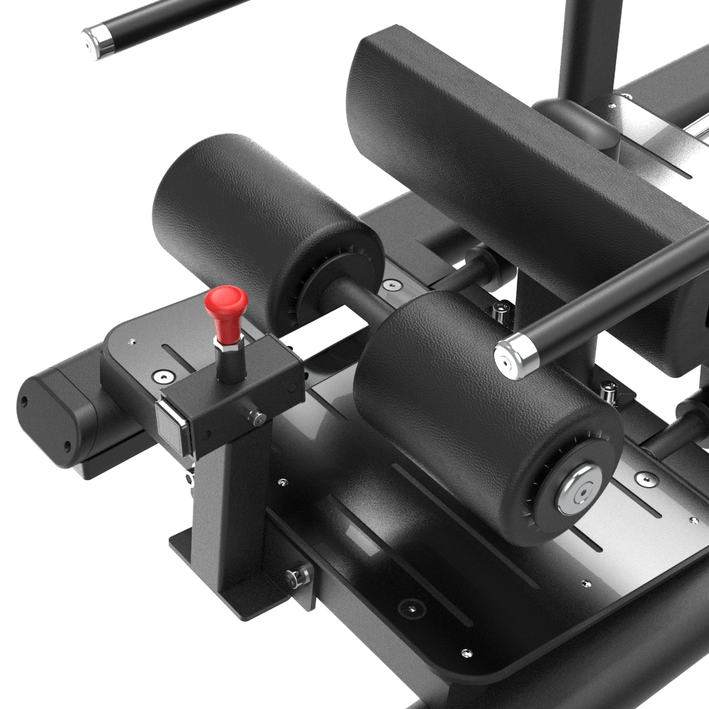Close-up of a Insight Fitness Lunge - SH023 with black and red parts on a white background