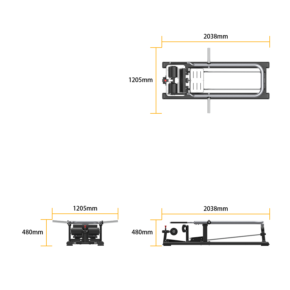 Measurement chart of a Insight Fitness Lunge - SH023  with dimensions labeled.