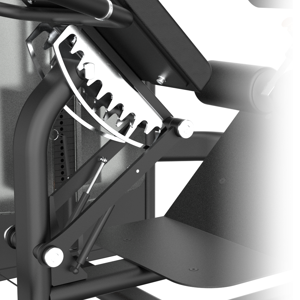 Close-up of a black metal frame with a white accent on a white background