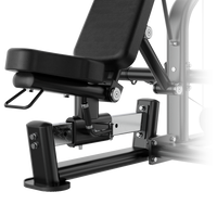Thumbnail for Close-up of a Insight Fitness Multi Chest Press - SA043 with a black seat and metal frame on a white background