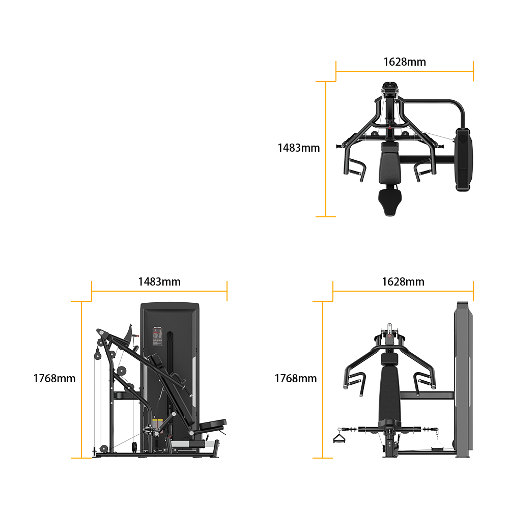 Insight Fitness Multi Chest Press - SA043 with dimensions labeled on a white background