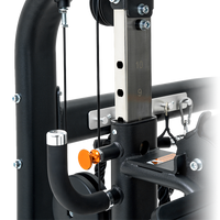 Thumbnail for Close-up of Insight Fitness Multi Pulley Row - BE8005 with metallic components on a white background