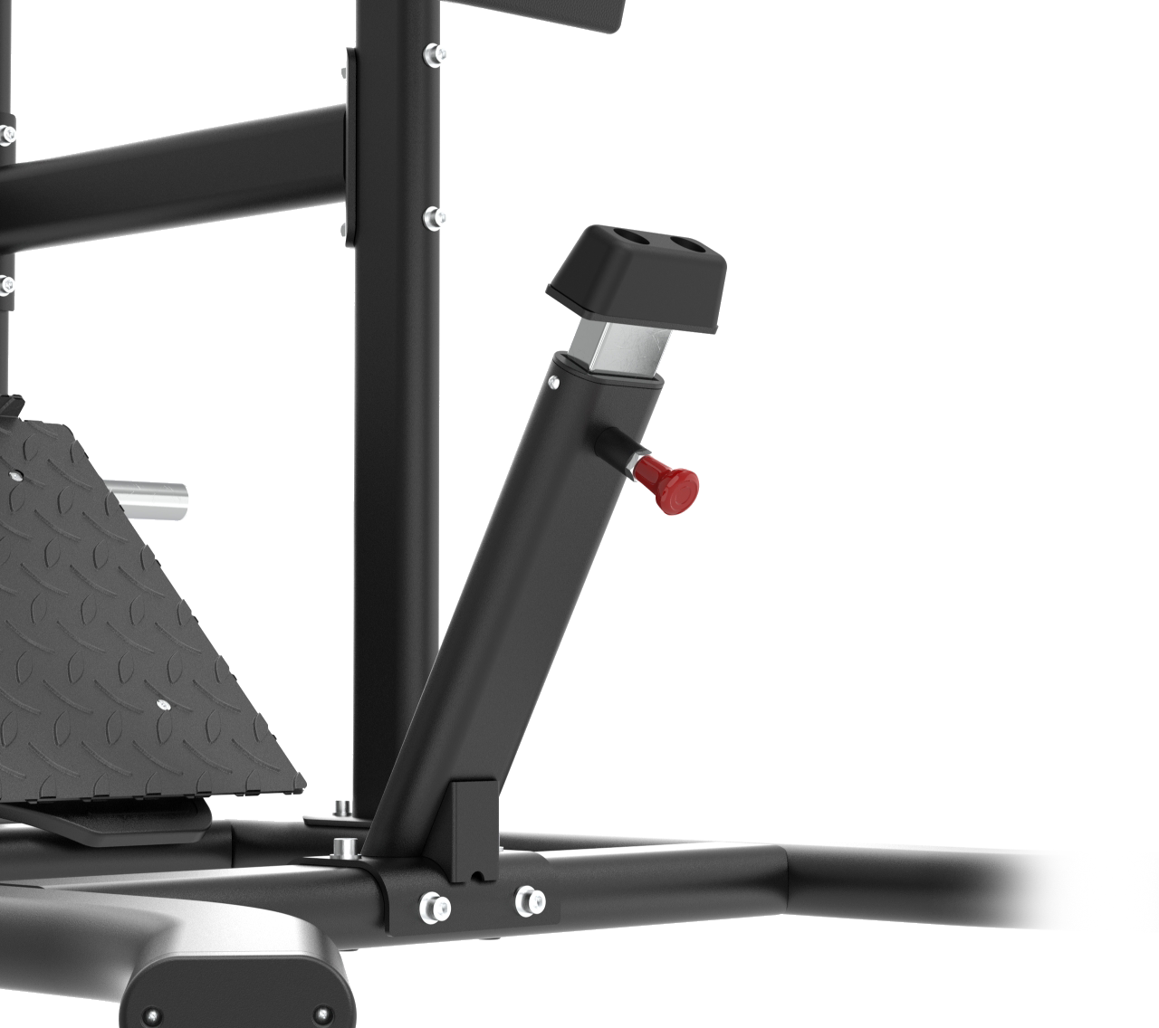 Close-up of a Insight Fitness Pendulum Squat - SH033 component with a white background