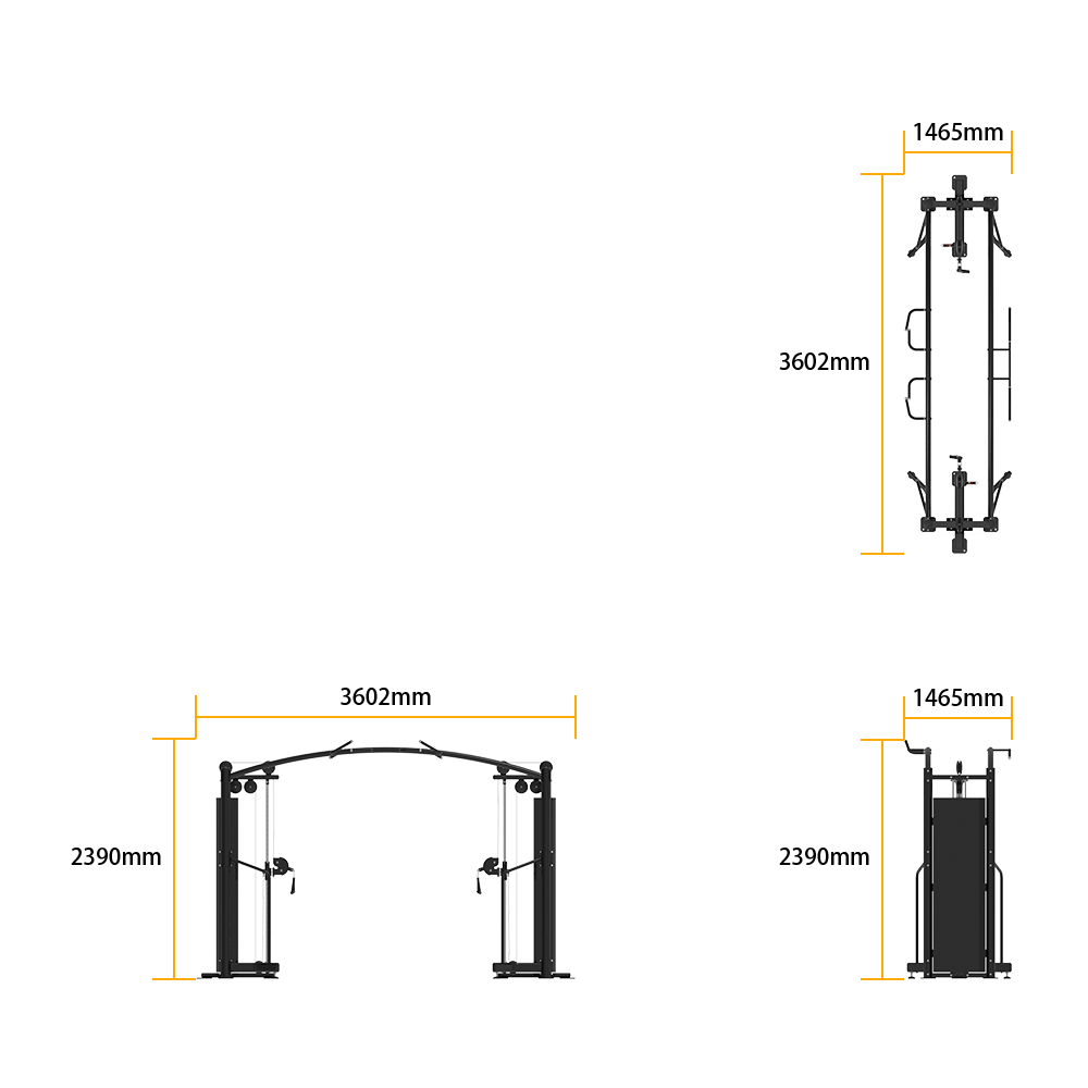 Dimensions of aInsight Fitness SA Series Cable Crossover - SA022 on a white background