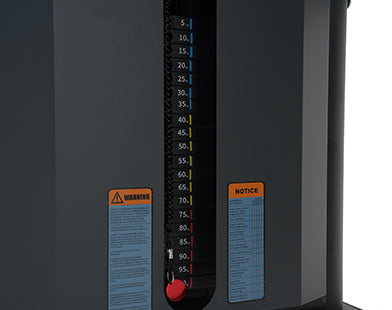 Insight Fitness SA Series Dual Adjustable Pulley - SA021 Tall black vertical object with measurement scale and warning labels on a dark background