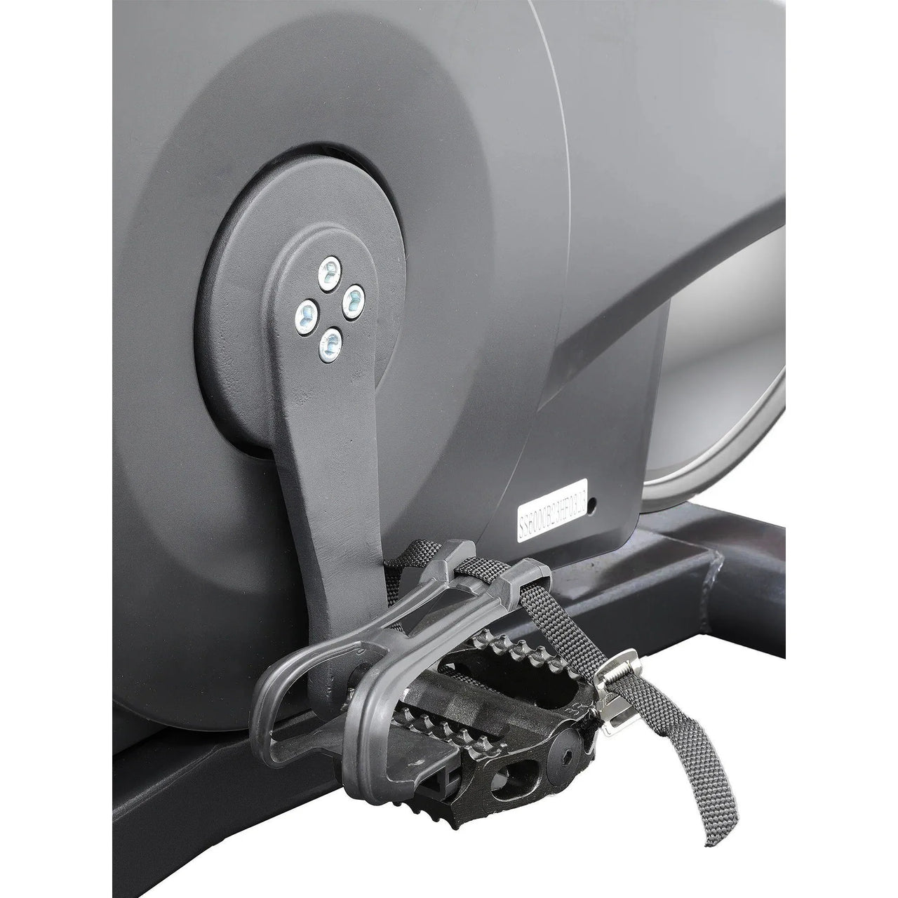 Close-up of a Insight Fitness SPINNING BIKE - SS-6000 pedal and chain mechanism on a white background