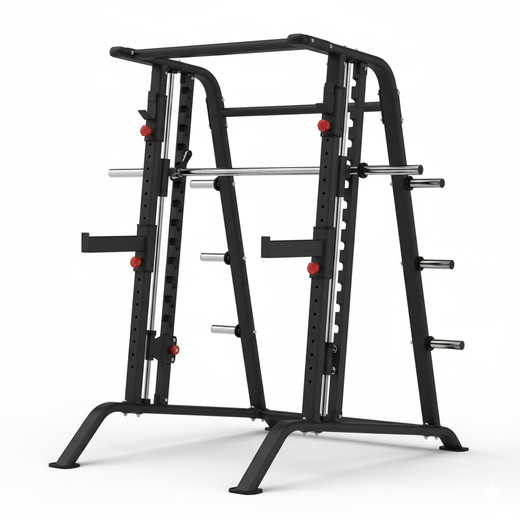 Insight Fitness Smith Machine & Squat Rack - DR001 with multiple bars on a white background