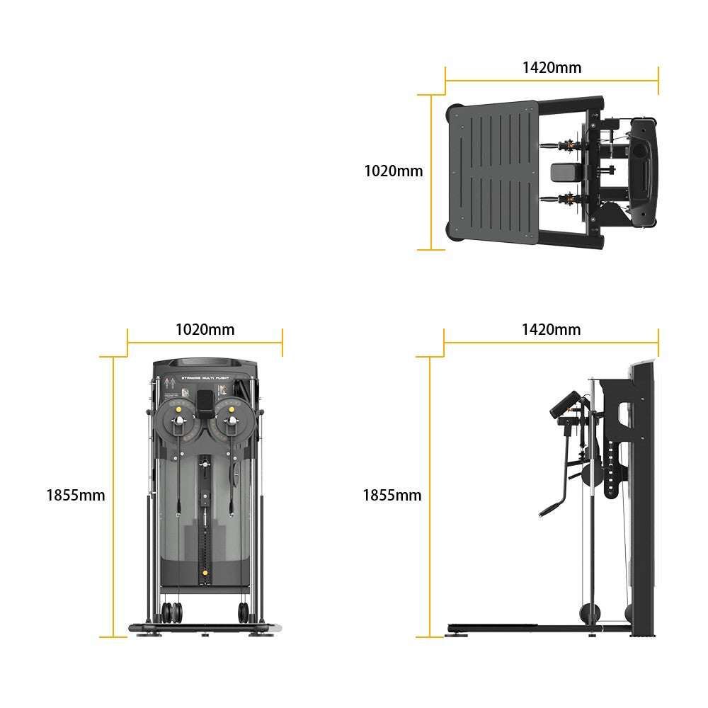 Insight Fitness Standing Multi Figsht - RE8034 with dimensions labeled on a white background