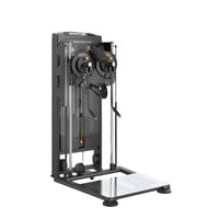 Thumbnail for A black and silver Insight Fitness standing multi flight machine designed for upper body isolation with adjustable arms for standing fly movements.
