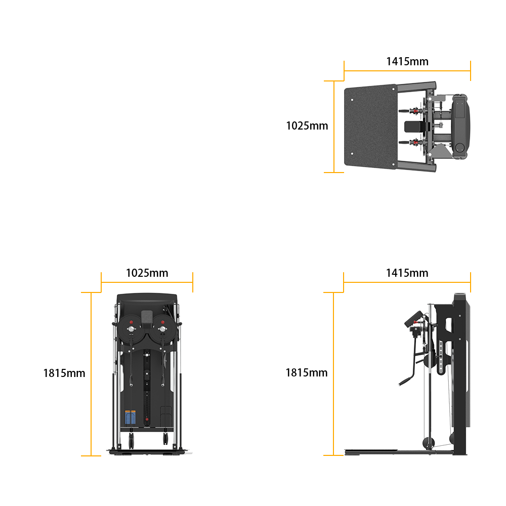 Dimensions of Insight Fitness Standing Multi Flight - SA054 shown from multiple angles on a white background