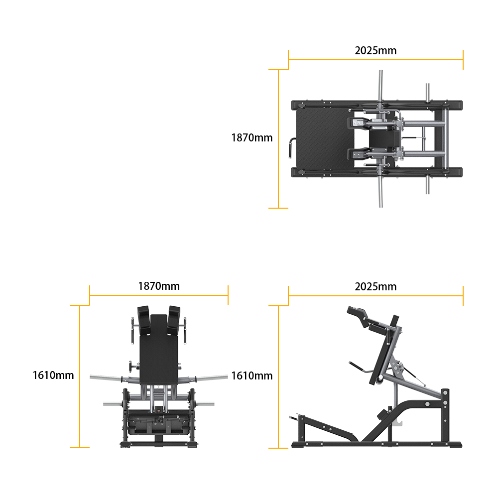 Insight Fitness V Squat - SH038 with dimensions labeled on a white background