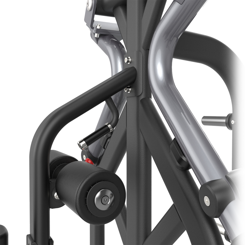 Close-up of a Insight Pulldown - SH037 with metallic and black components on a white background
