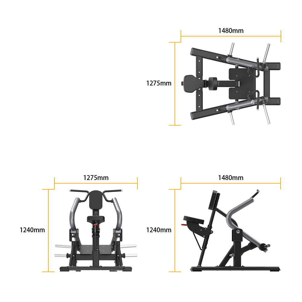 Dimensions of a Insight Seated Row - SH005 on a white background