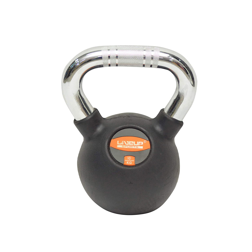 LiveUp Rubber Coated Kettlebell Black Color - LS2044 - 10KG