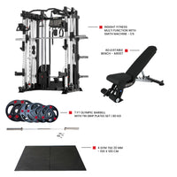 Thumbnail for Heavy Duty Gym Tile 20 MM -100 x 100 CM Adjustable bench A8007 for home gym workout 7 Ft Olympic Barbell with Tri Grip Plates Set | 80 kg  Insight Fitness Multi Function with Smith Machine - C5