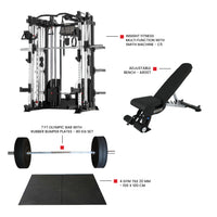 Thumbnail for Heavy Duty Gym Tile 20 MM -100 x 100 CM Adjustable Bench A8007 7 Ft Olympic Bar with Rubber Bumper Plates - 80 KG Set Insight Fitness Multi Function with Smith Machine - C5