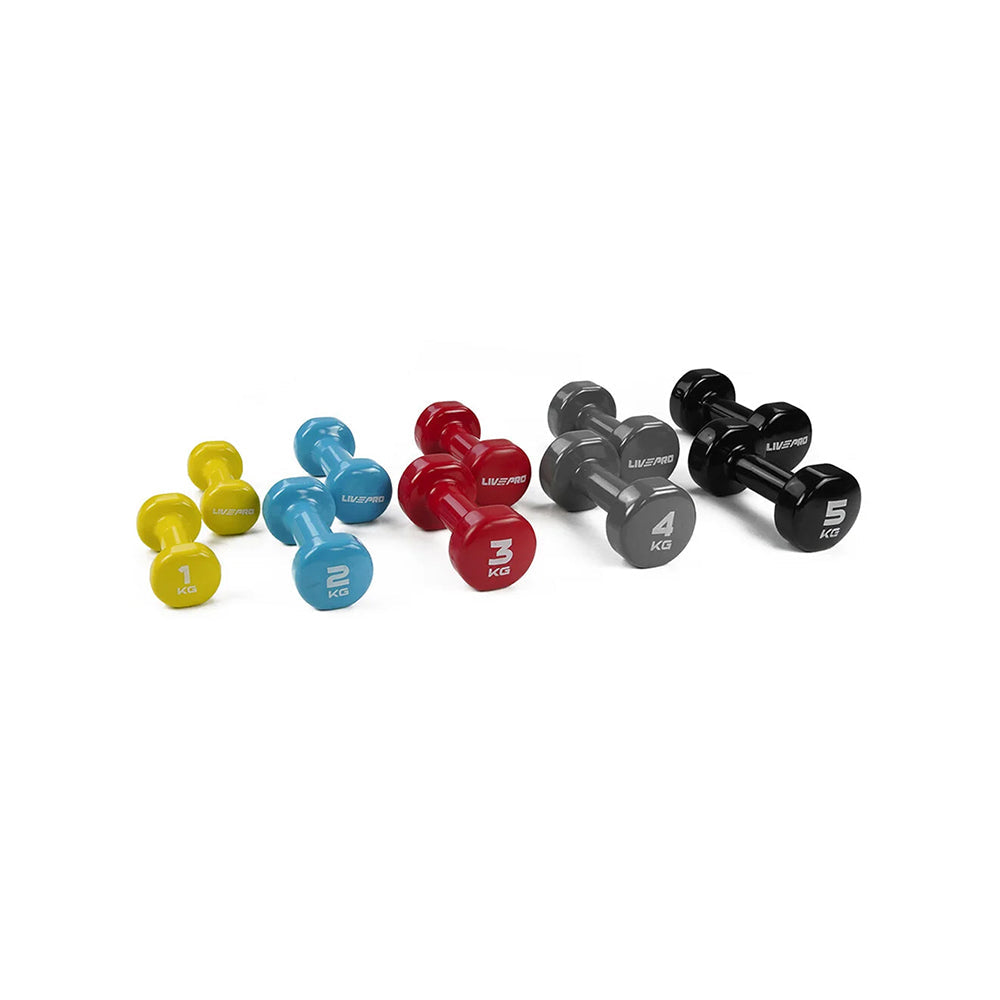 Livepro Vinyl Dumbbells 1 Kg to 5 Kg - LP8076