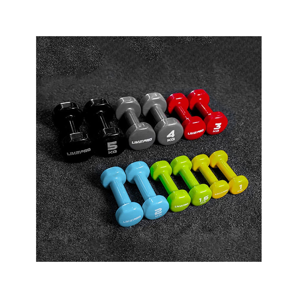 Livepro Vinyl Dumbbells 1 Kg to 5 Kg - LP8076