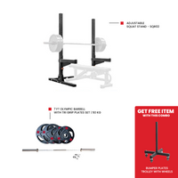 Thumbnail for Adjustable Squat Stand - SQR02 7 Ft Olympic Barbell with Tri Grip Plates Set | 50 kg