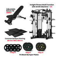 Thumbnail for Insight Fitness Multi Function Smith Machine C5 with Rubber Flooring, PU Black Bumper Plates & A8007 Bench - Bundle Offer