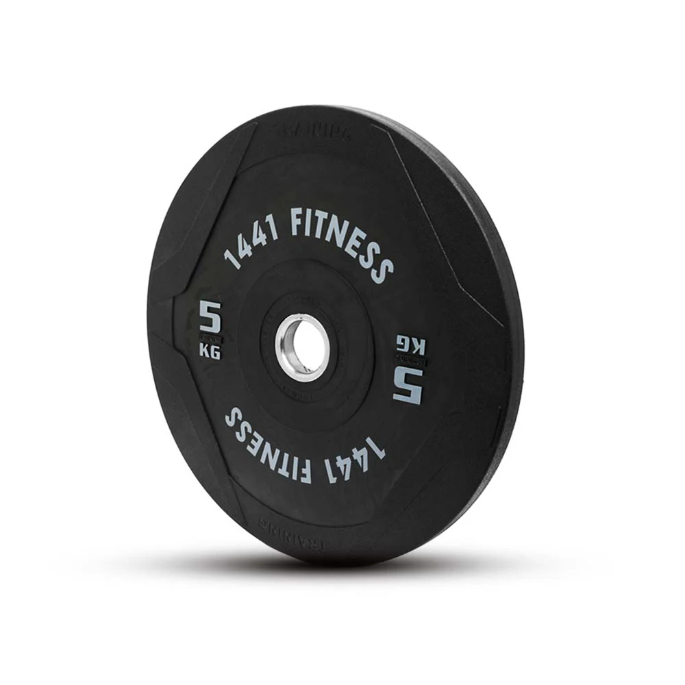 PU Black Bumper Plates with 7 Ft Bar - 80 Kg Set - 5KG