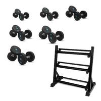 Thumbnail for 41fC91 Multi Function Smith Machine Home Gym Bundle Offer  - PRO4 - PU Round Dumbbell Set 2.5 KG to 15 KG with 3 Tier Rack