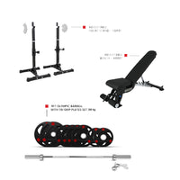 Thumbnail for Adjustable Squat Rack - SQR01 with 60 KG Tri Grip Plates and A8007 Bench (Bundle)